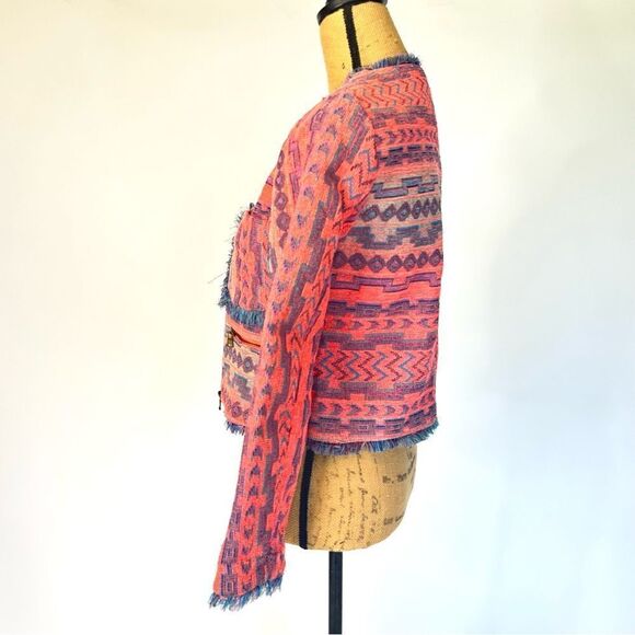 Umgee multicolored zip-front blazer /jacket ethnic print Size M - Picture 12 of 13